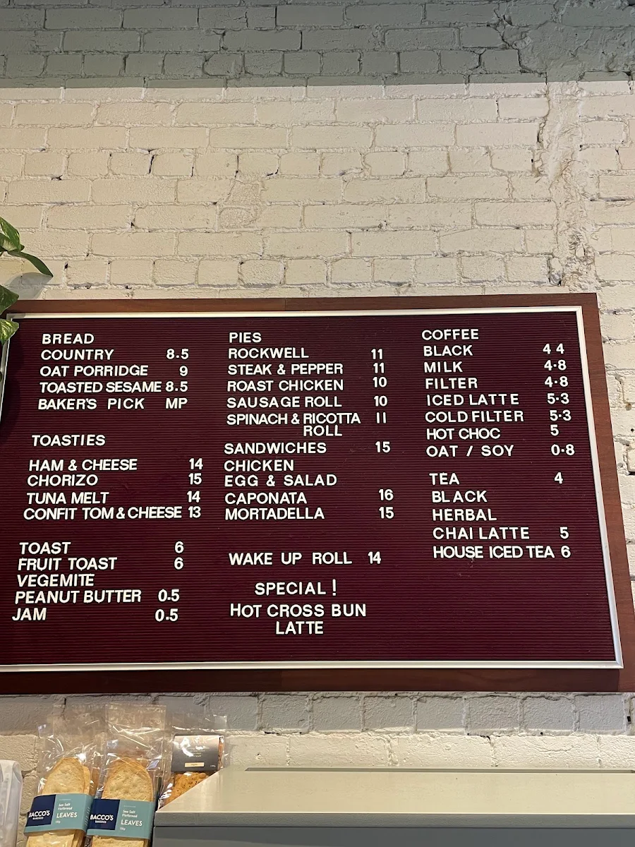 Menu, Falco Bakery - Smith St