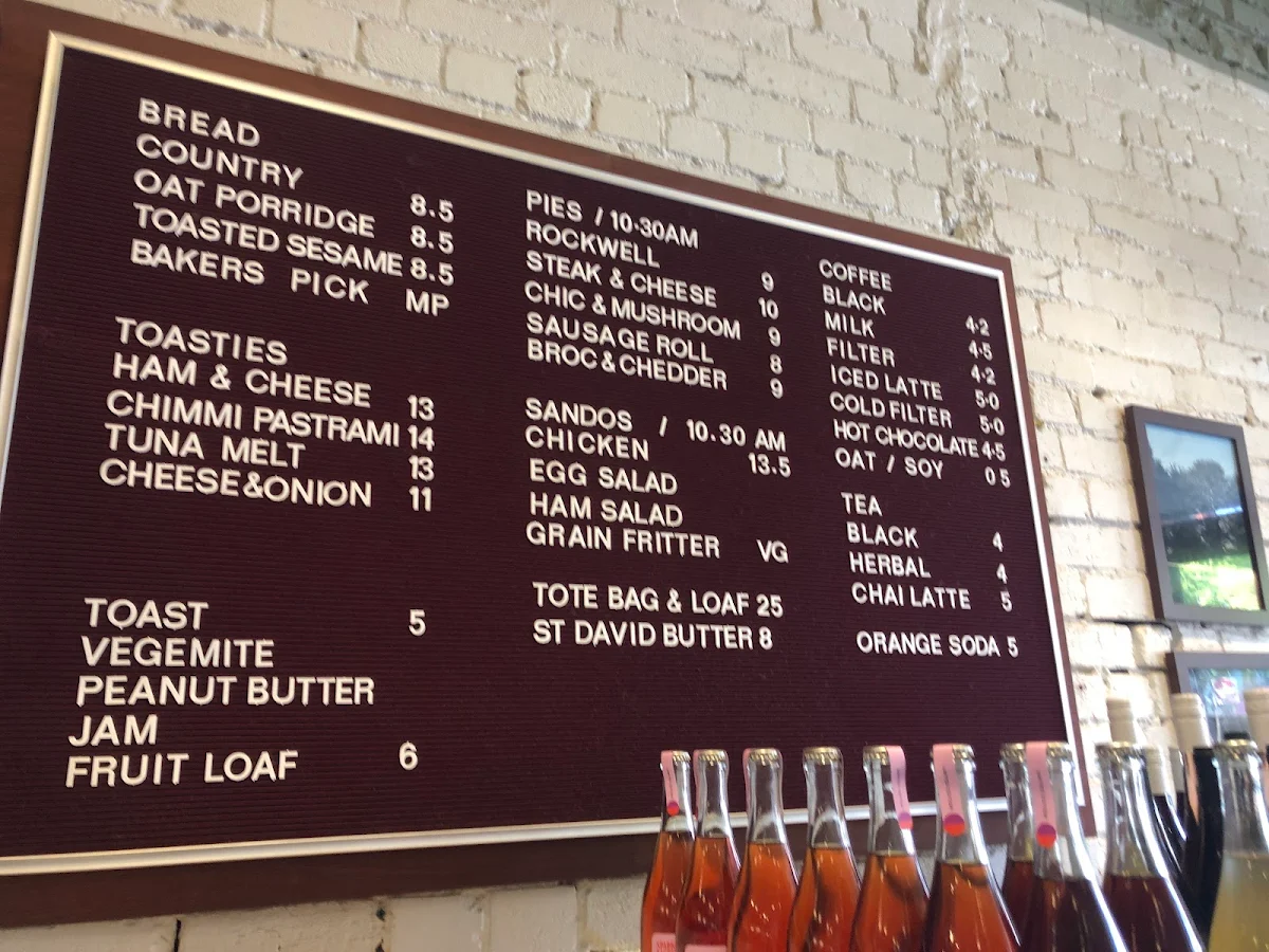 Menu, Falco Bakery - Smith St