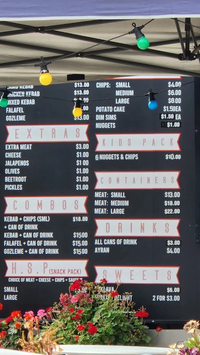 Menu, Jake's Kebab
