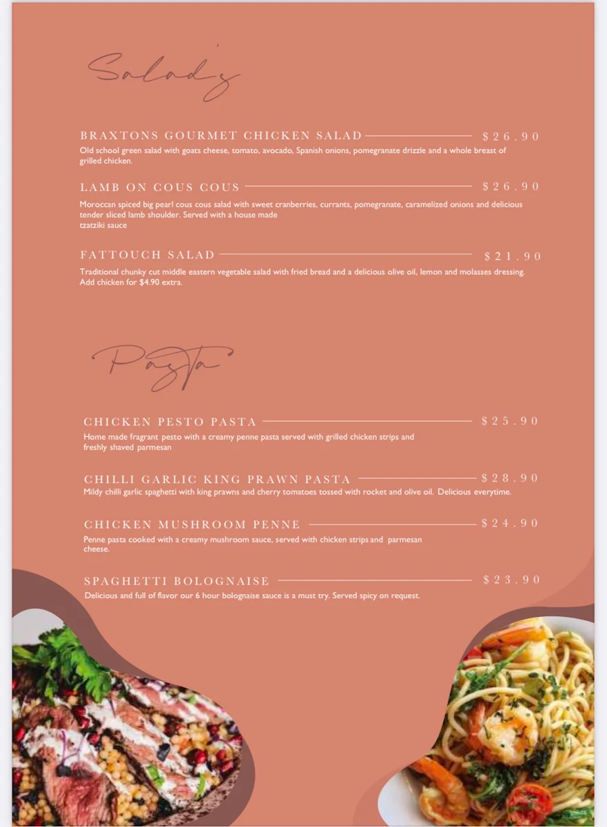 Menu, Sir Braxton Chocolate Bar