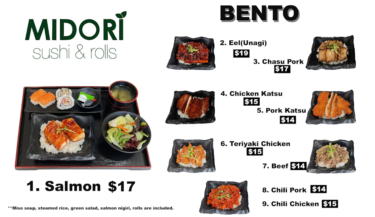 Menu, Midori Sushi and Rolls Meadowbank
