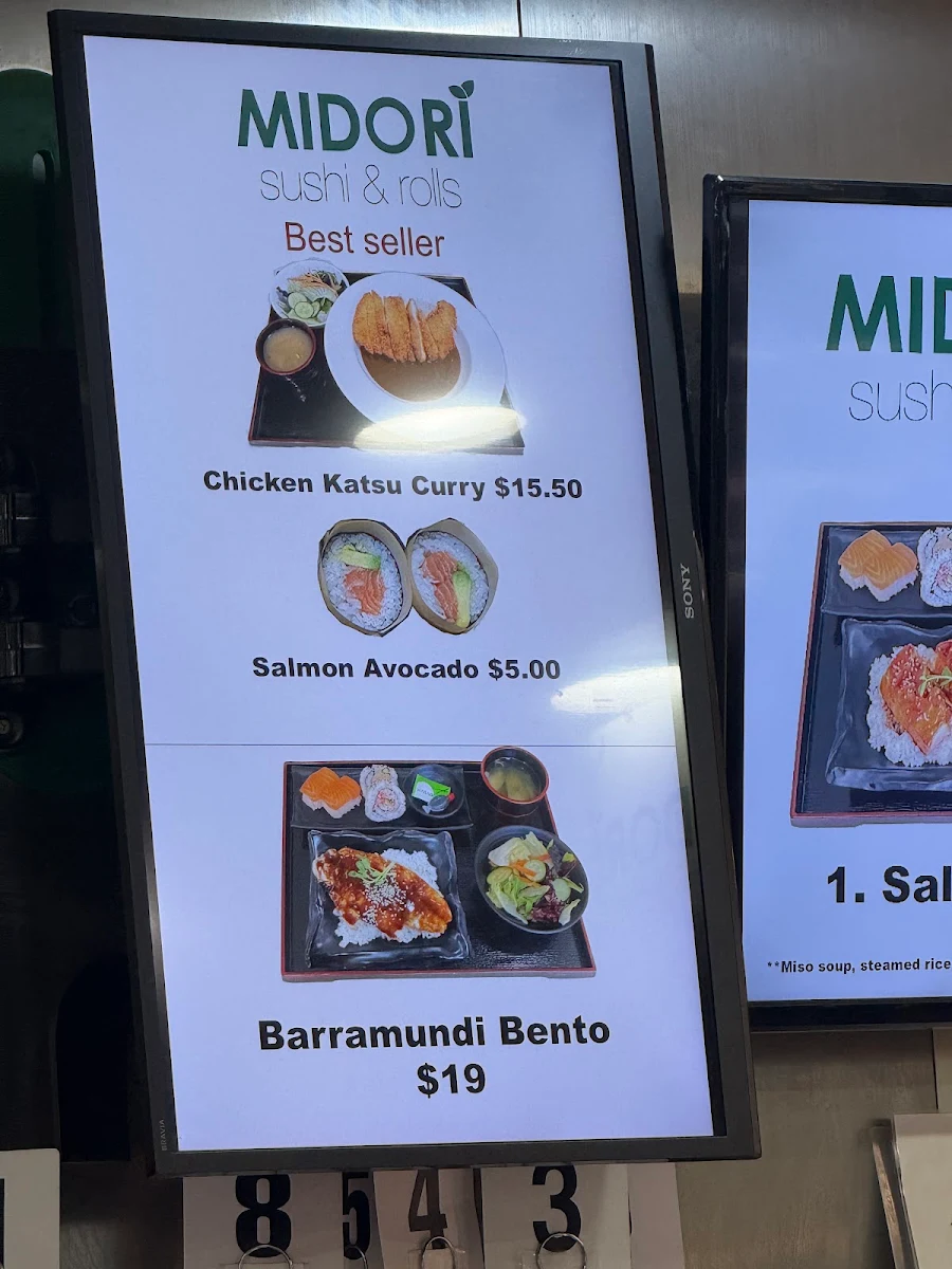 Menu, Midori Sushi and Rolls Meadowbank