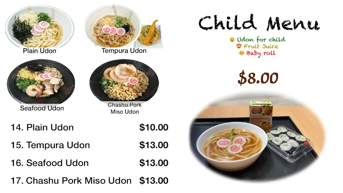 Menu, Midori Sushi and Rolls Meadowbank