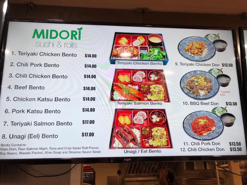 Menu, Midori Sushi and Rolls Meadowbank