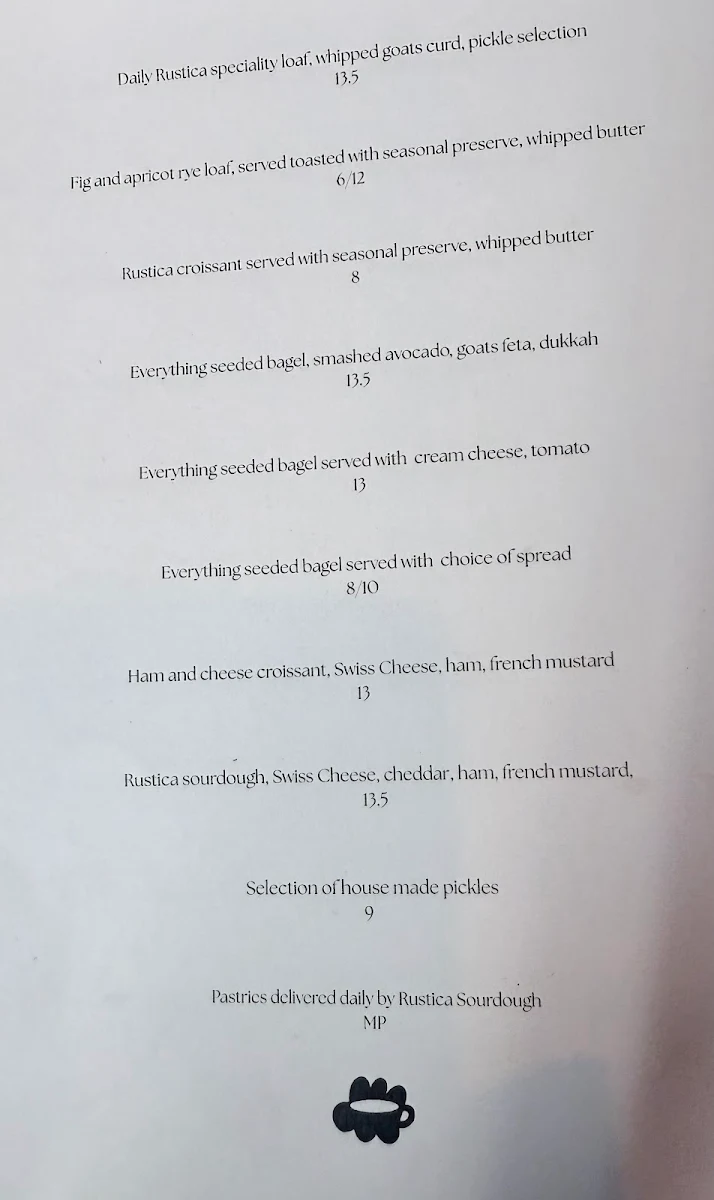 Menu, Sox Coffee