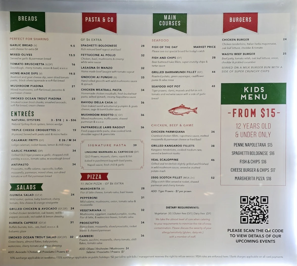 Menu, Eastbank Cafe.bar.pizzeria