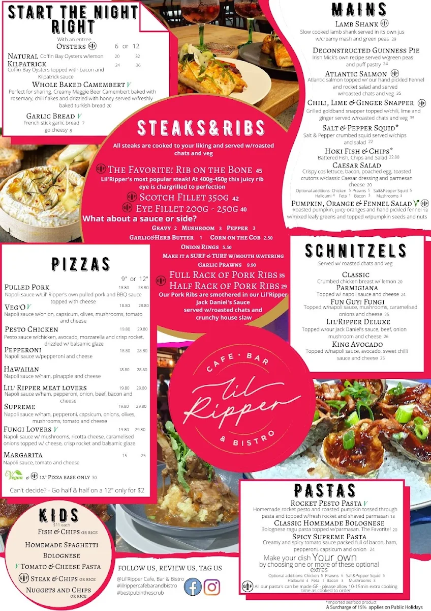 Menu, Lil'Ripper Cafe, Bar & Bistro