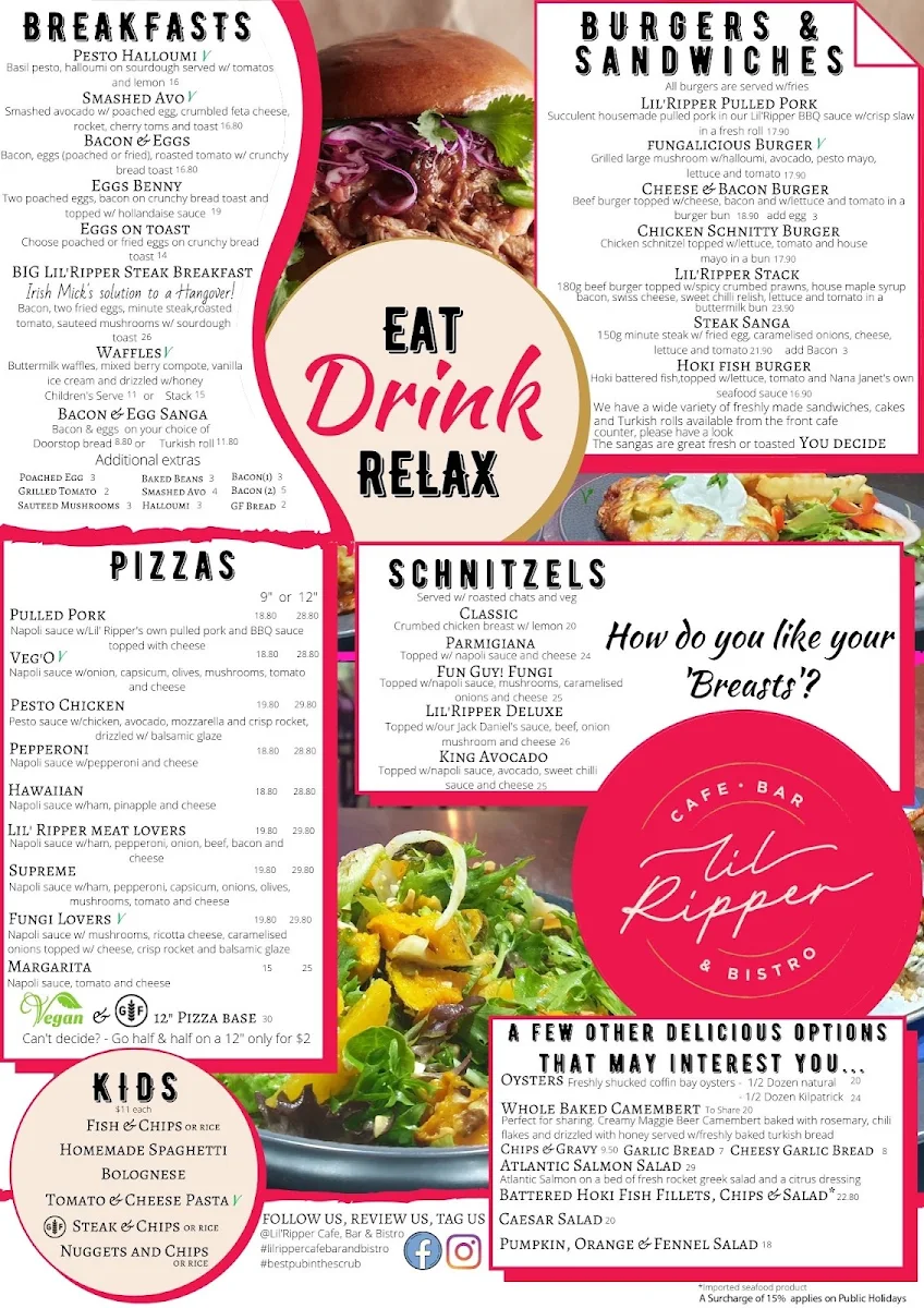 Menu, Lil'Ripper Cafe, Bar & Bistro