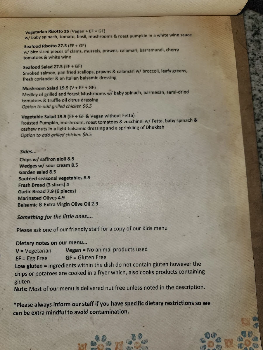 Menu, Our Table