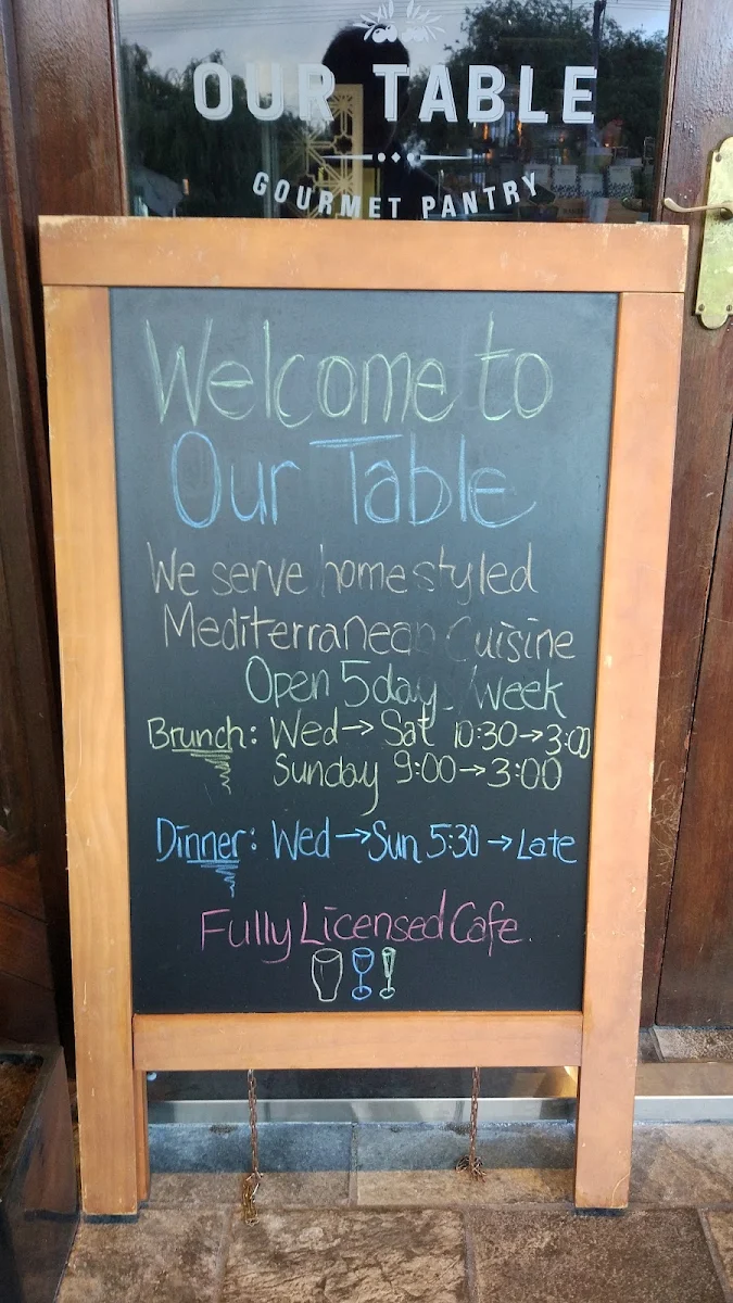 Menu, Our Table