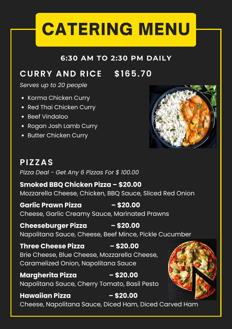 Menu, Jitterz on Hay