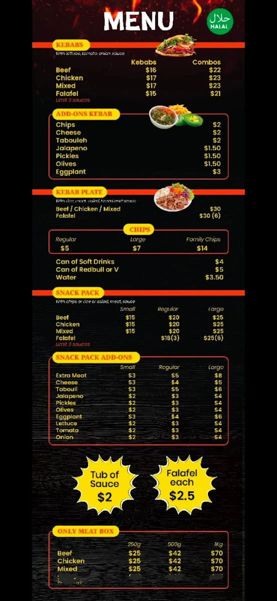 Menu, Champs Kebab