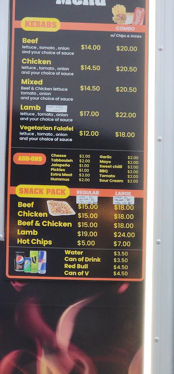 Menu, Champs Kebab