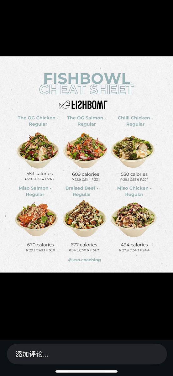 Menu, FISHBOWL - Broadway
