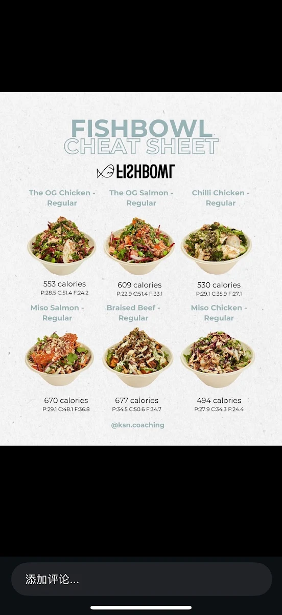 Menu, FISHBOWL - Broadway