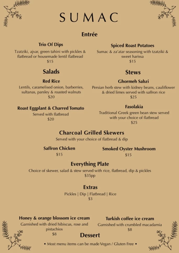 Menu, Bar Oussou