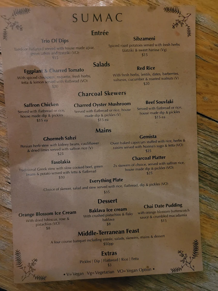 Menu, Bar Oussou