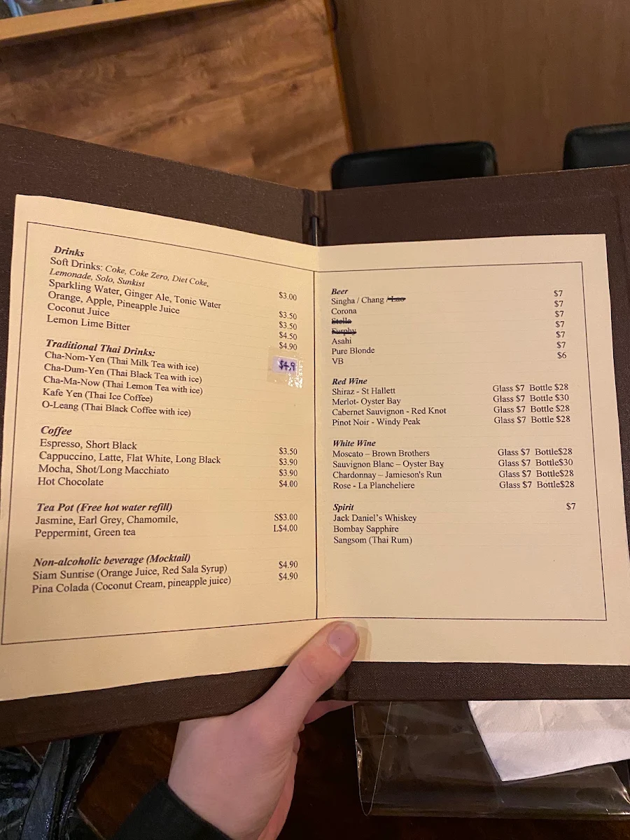 Menu, My Thai on Keilor