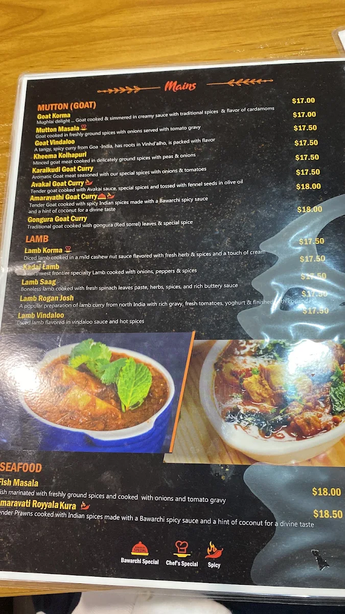 Menu, Bawarchi Biryanis