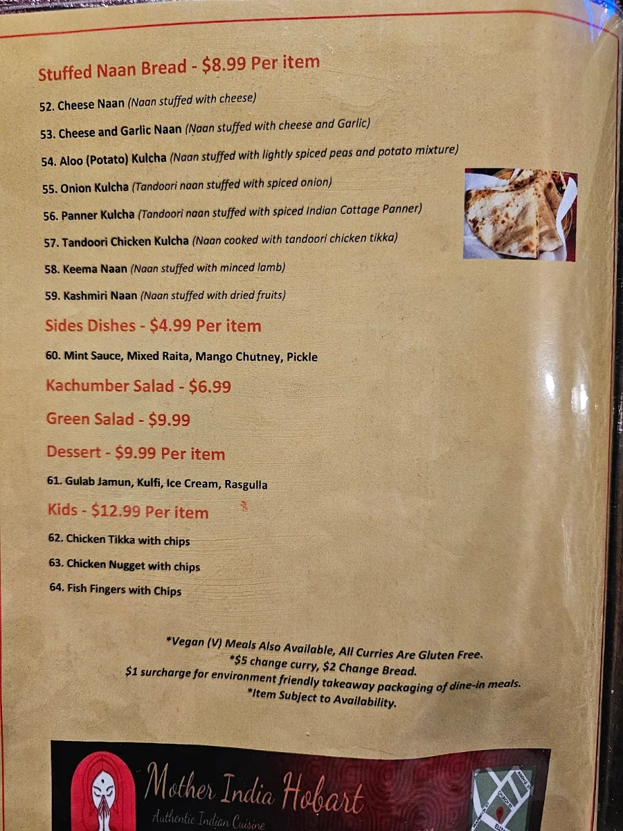 Menu, Lajeez Indian Restaurant