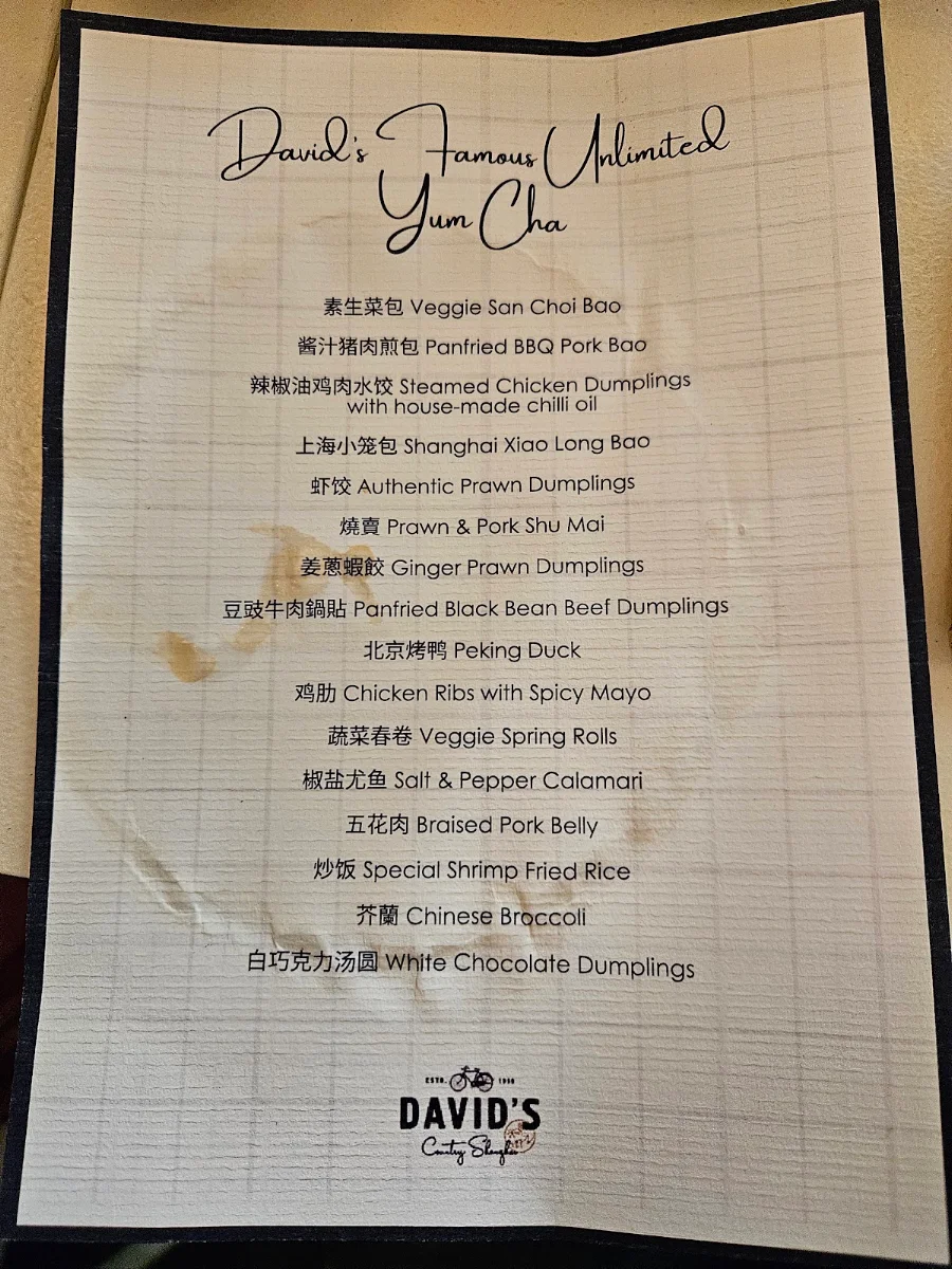 Menu, David's