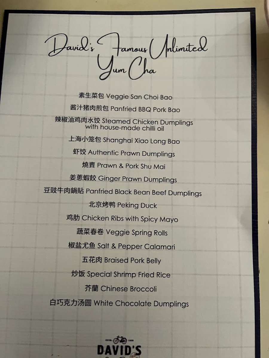 Menu, David's