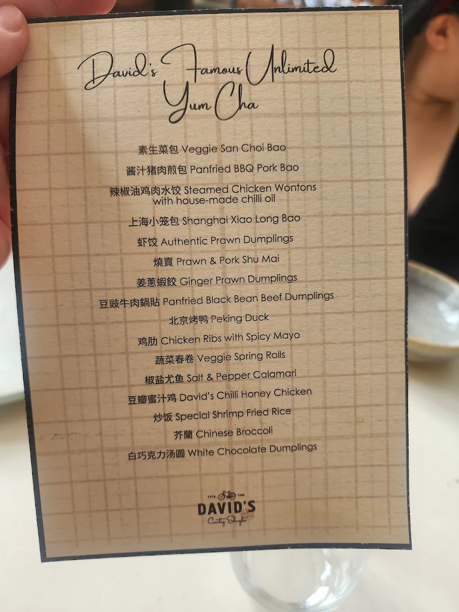 Menu, David's