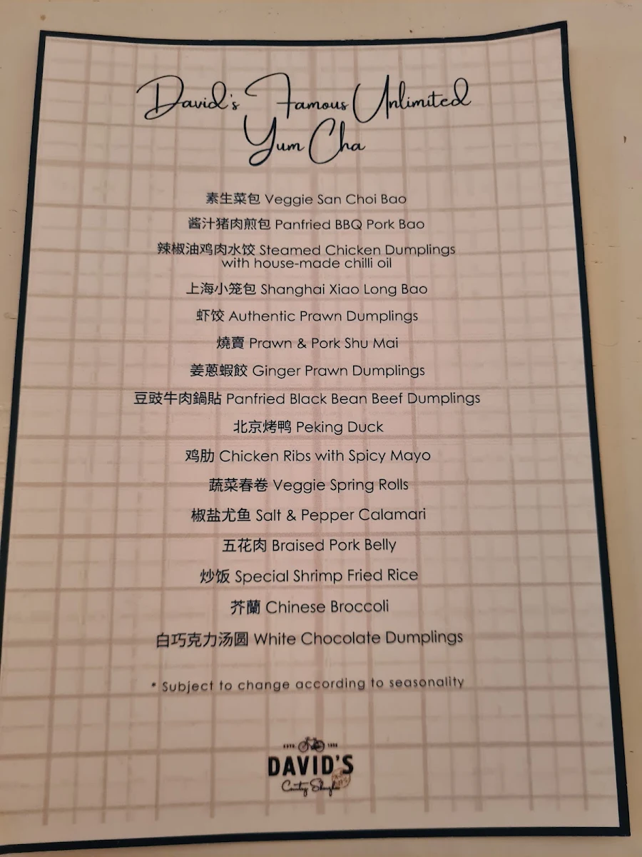 Menu, David's