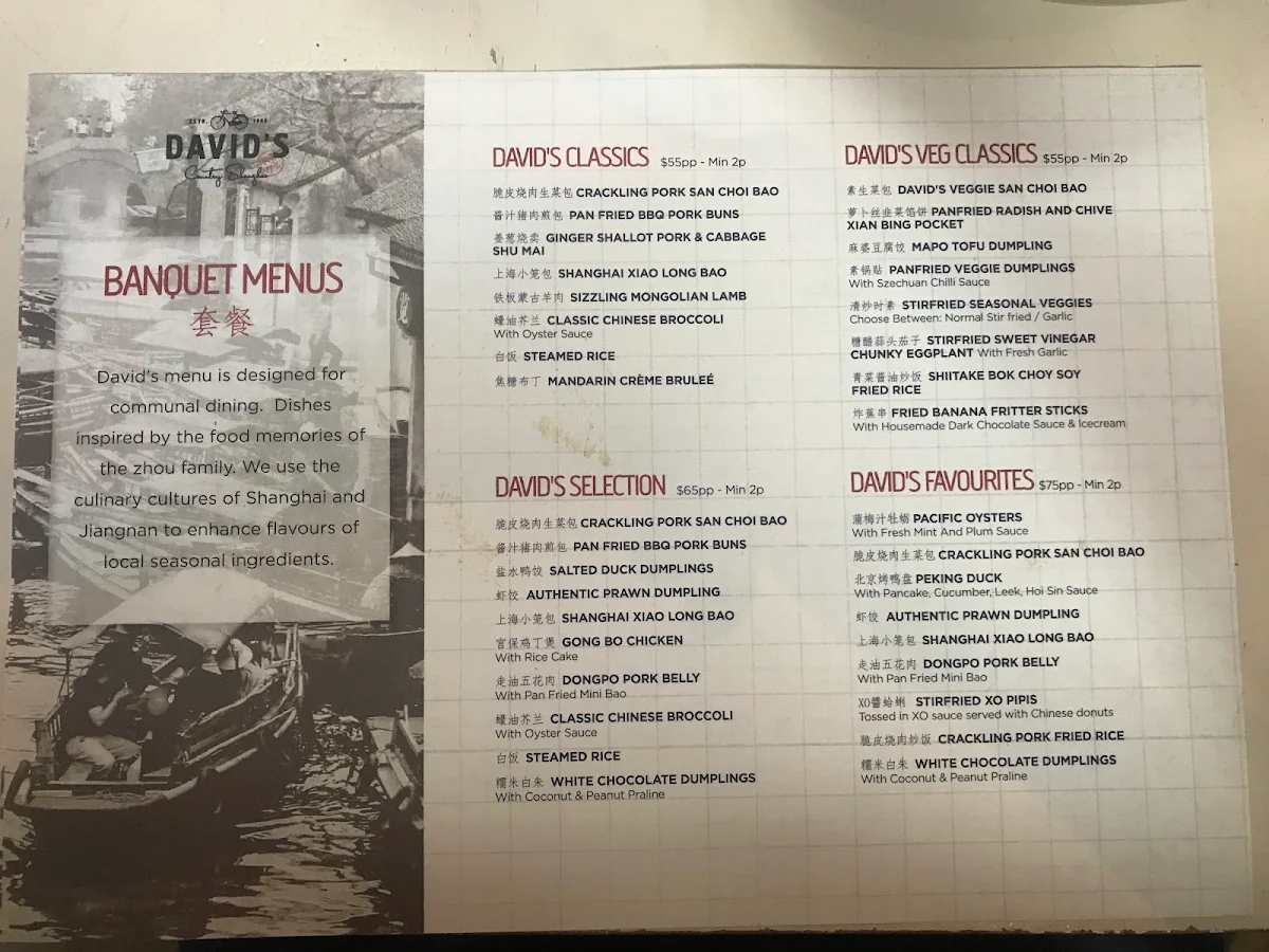 Menu, David's