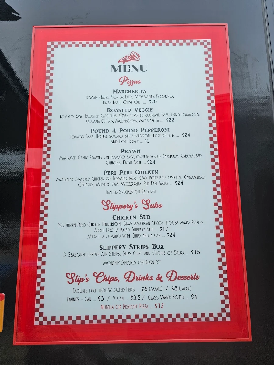 Menu, Slippery's