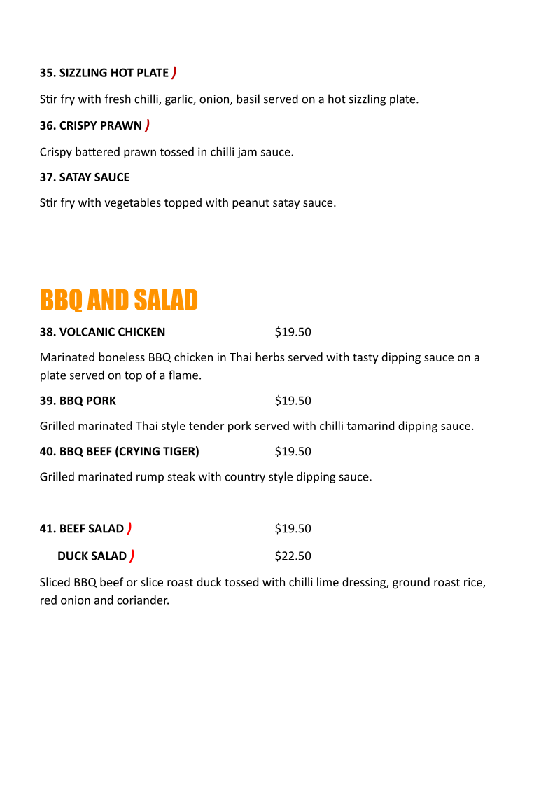 Menu, Coco Rice & Noodle Bar