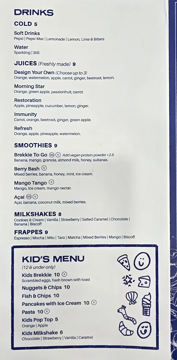 Menu, Durk's Cafe + Eatery Erskine Park