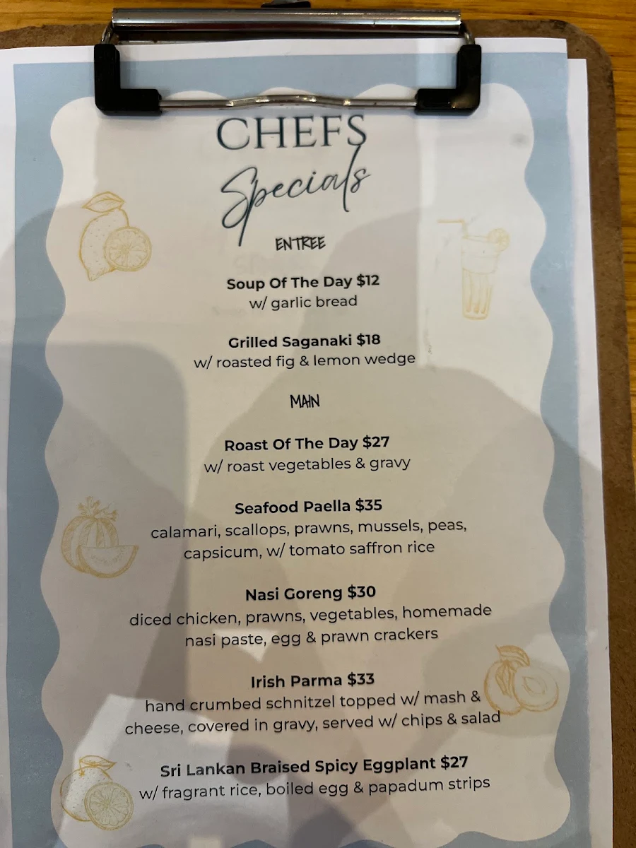 Menu, York On Lilydale