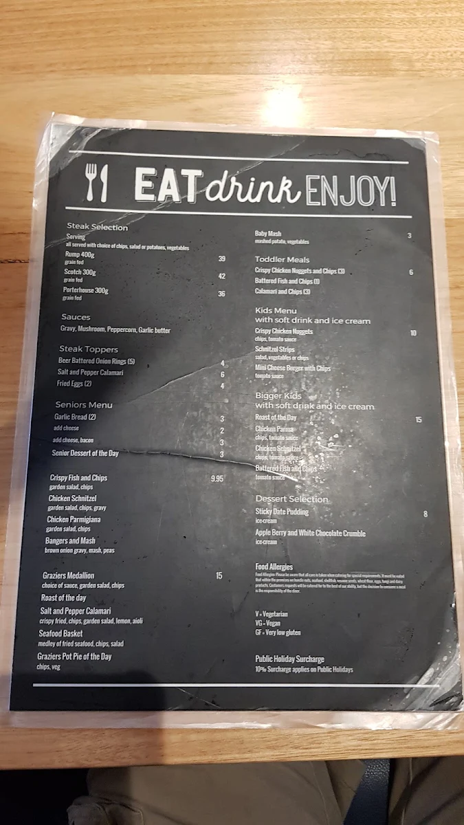 Menu, York On Lilydale