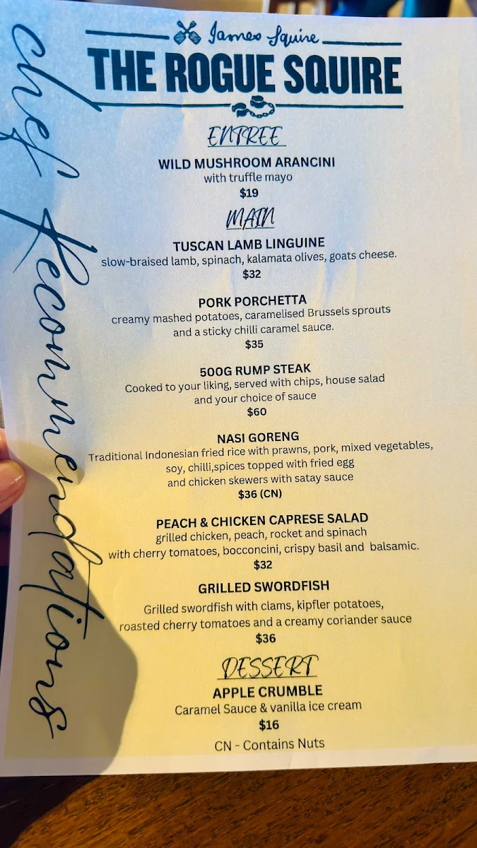 Menu, The Rogue Squire