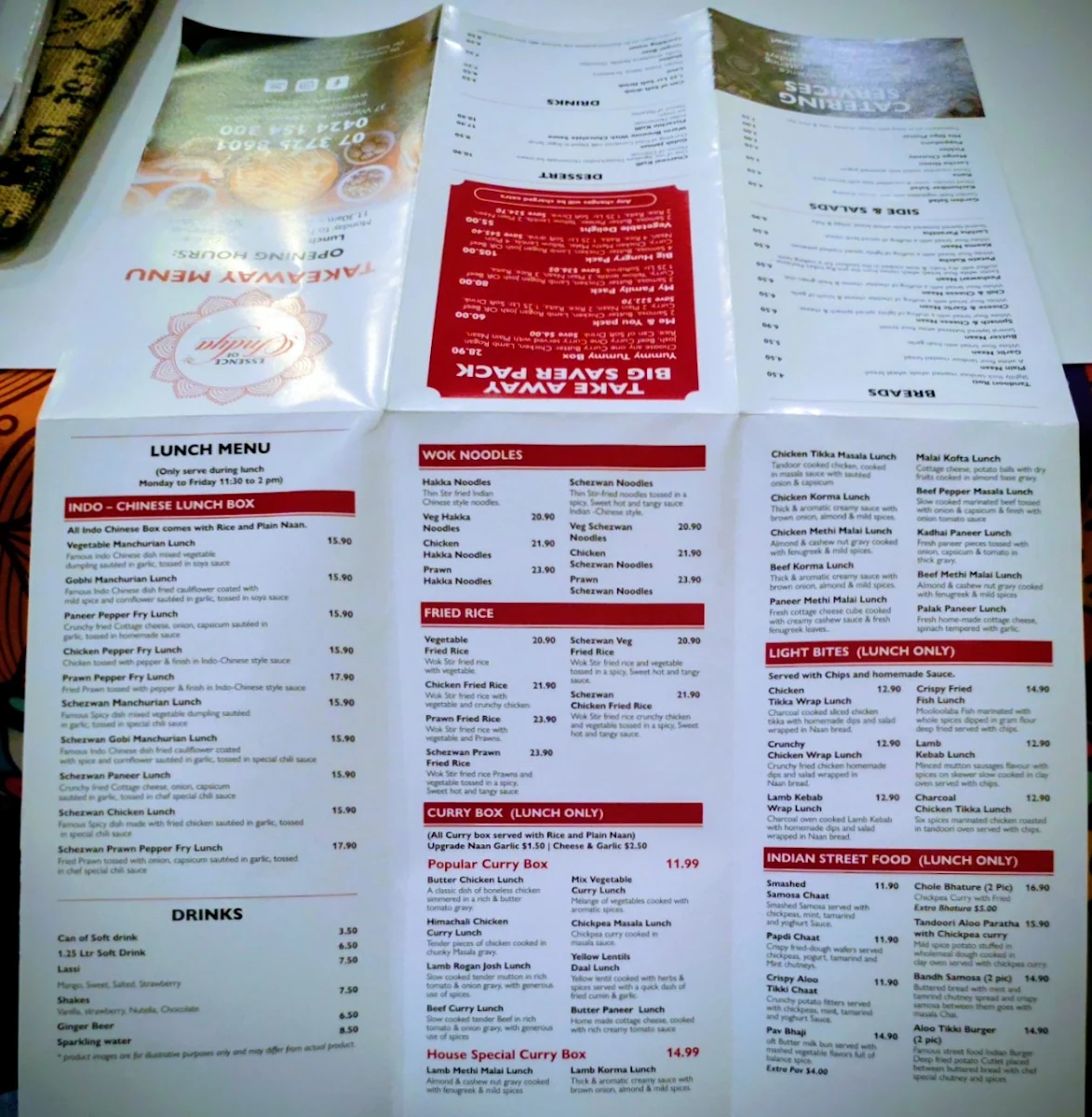 Menu, Essence Of Indya