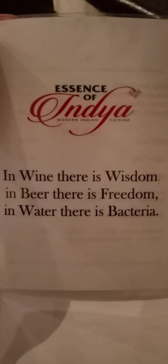 Menu, Essence Of Indya