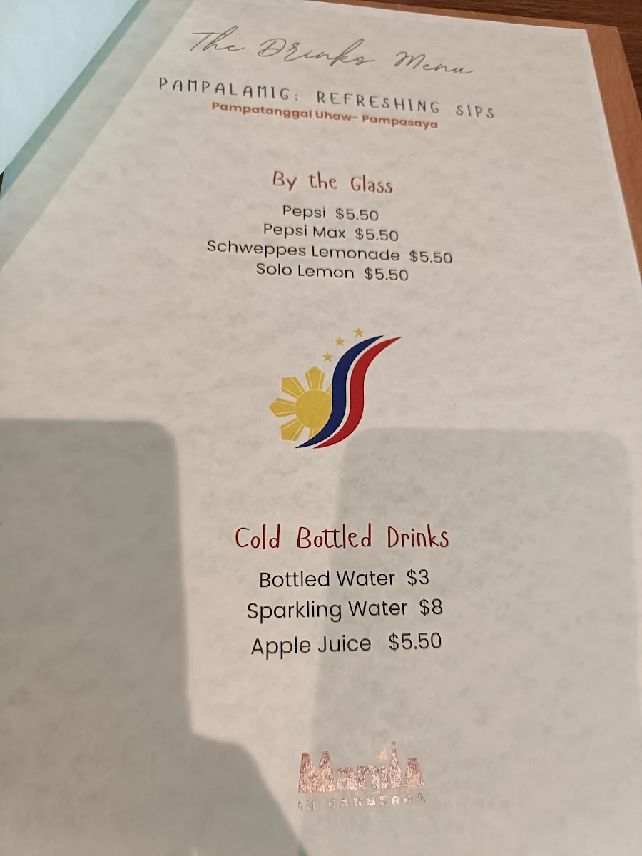 Menu, Manila in Canberra
