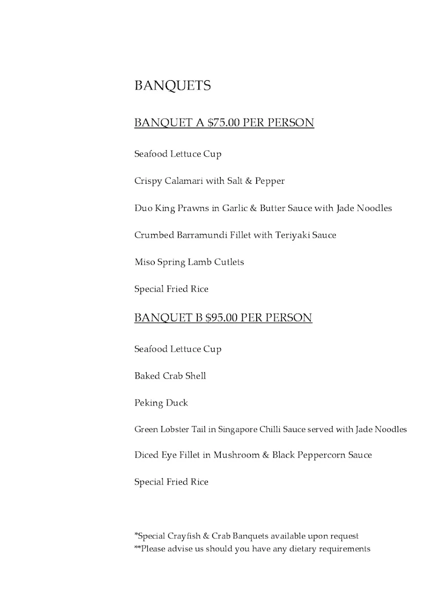 Menu, Man Mo