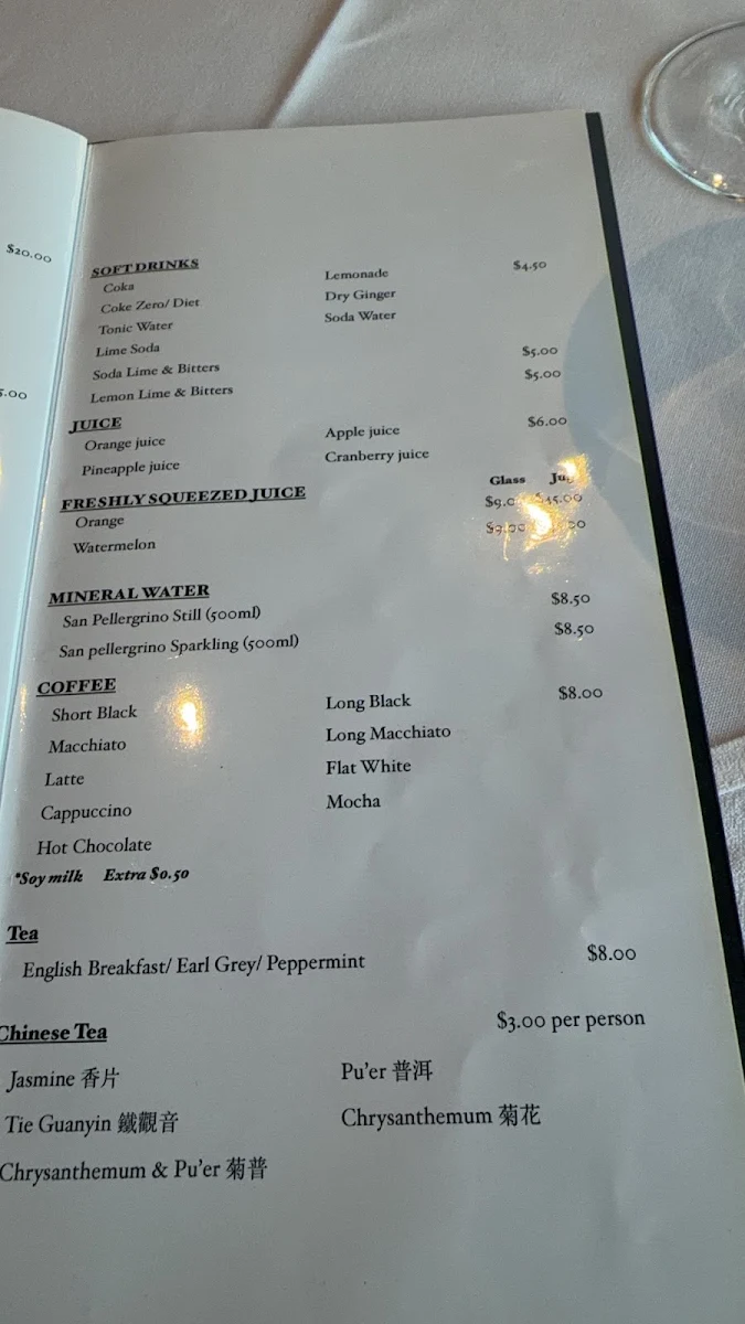 Menu, Man Mo