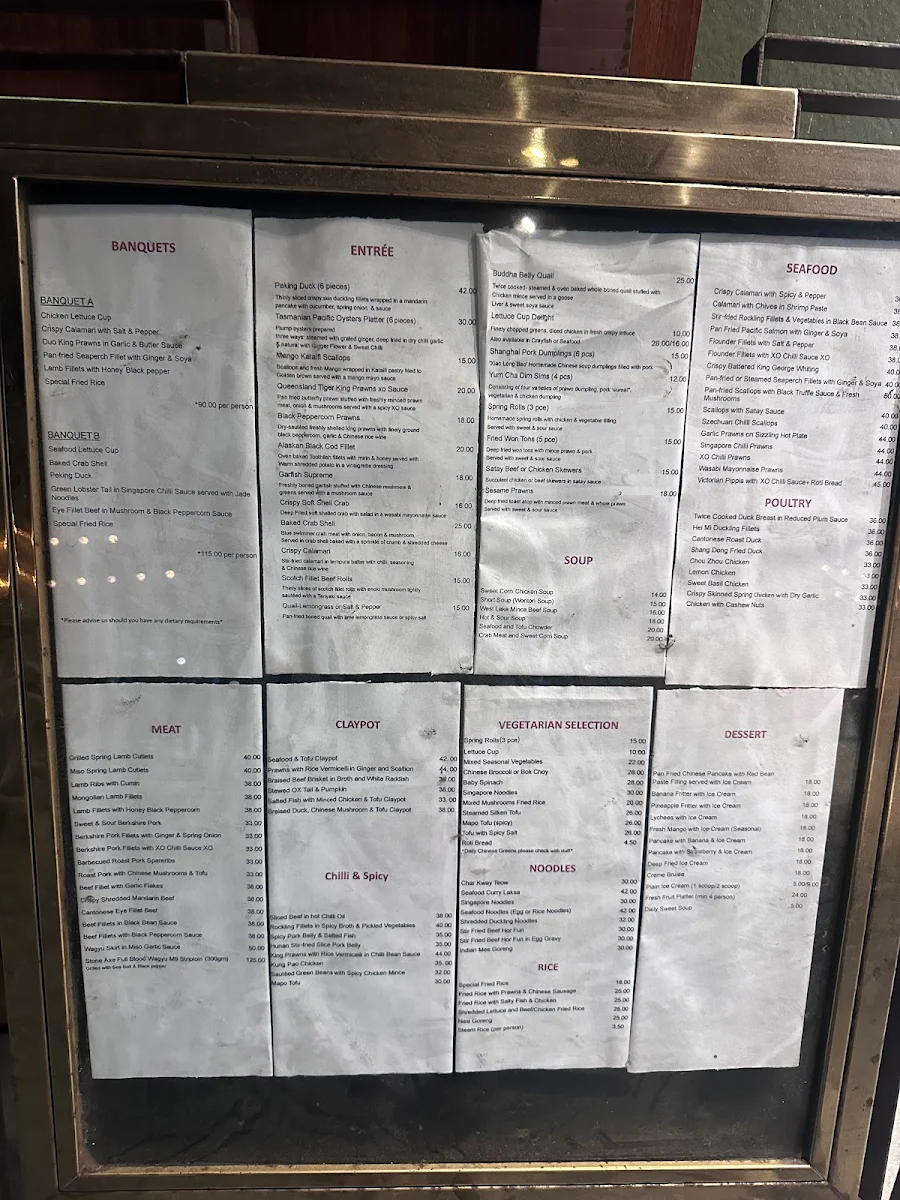 Menu, Man Mo