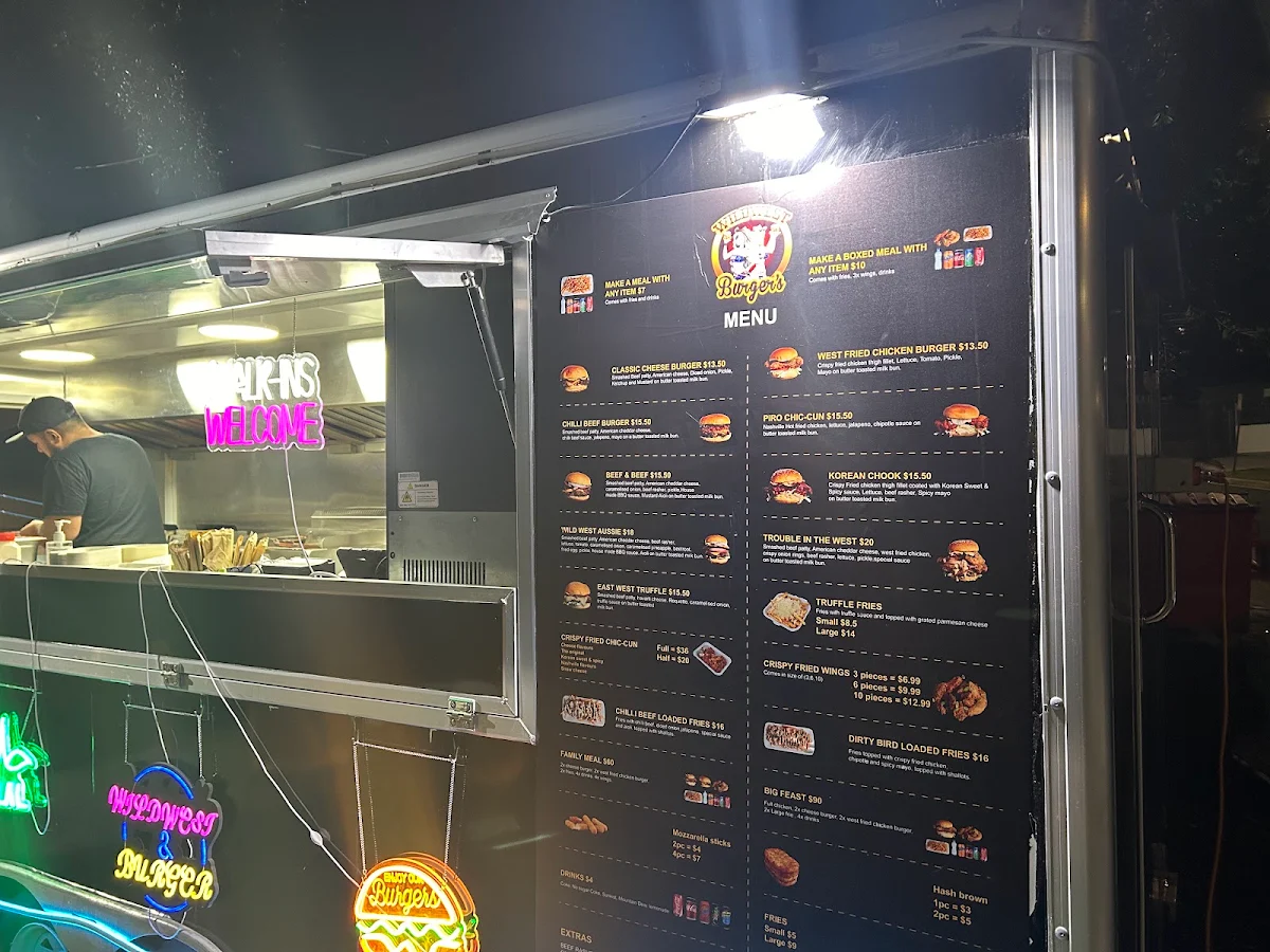 Menu, Wild West Burger's, Liverpool