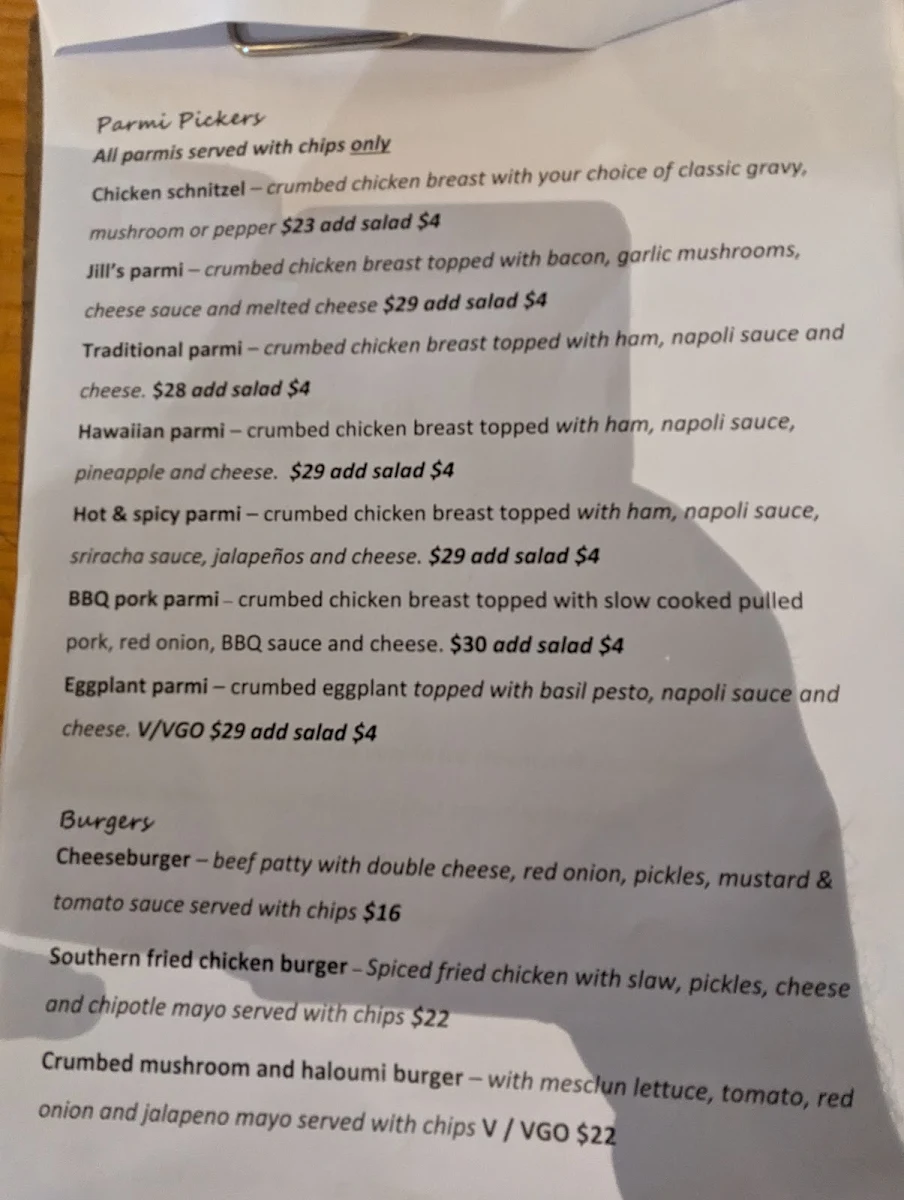 Menu, Longley International Hotel