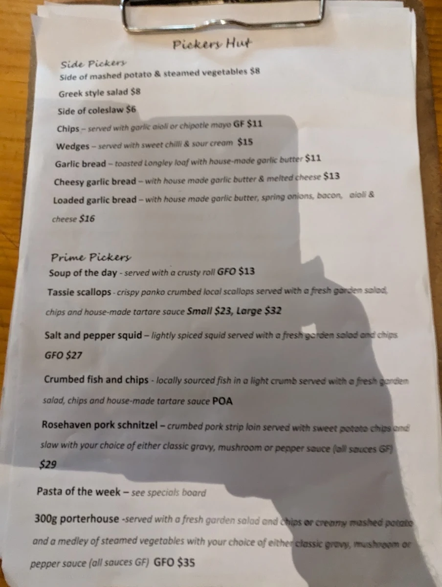 Menu, Longley International Hotel