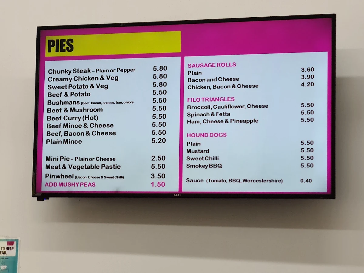 Menu, Beachmere Bakery at Lower King St