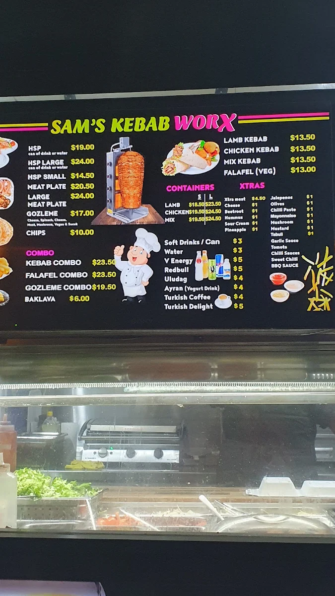 Menu, Sam’s Kebabworx