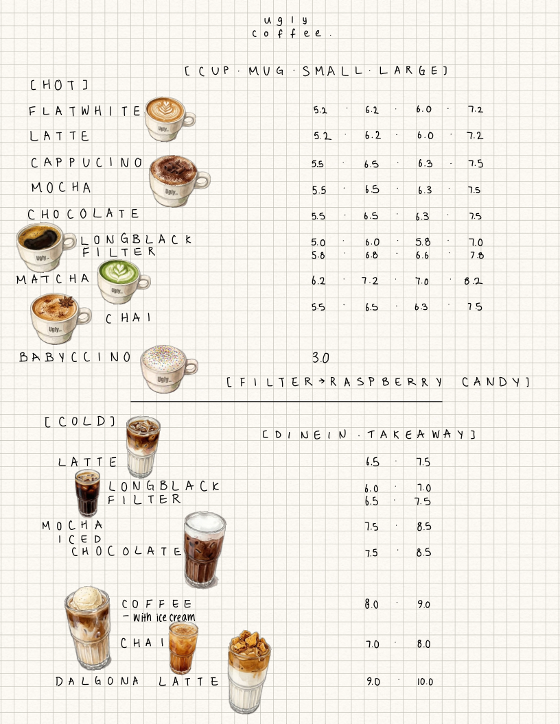 Menu, Ugly Coffee