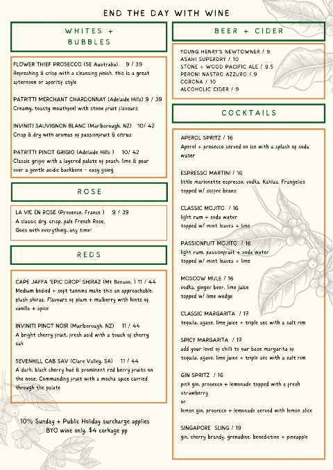 Menu, The Burrow Cherrybrook