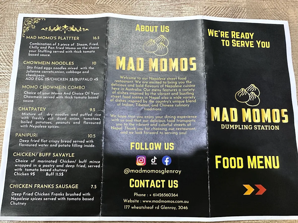 Menu, Mad Momos