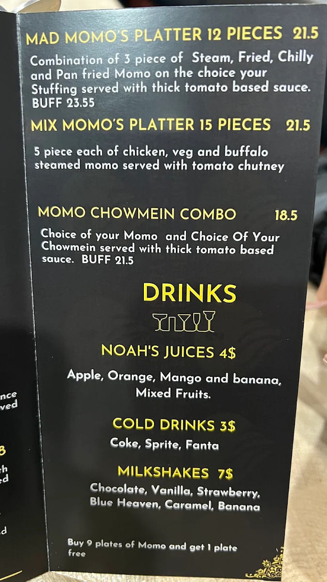 Menu, Mad Momos